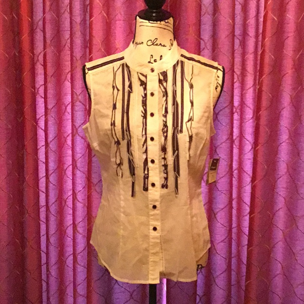 NWT Sleeveless Ribbon detail shirt